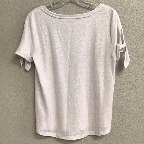 Talbots Petites SP  White with Gold Sparkle Linen Tee Top T-shirt Small Petite - Picture 7 of 8